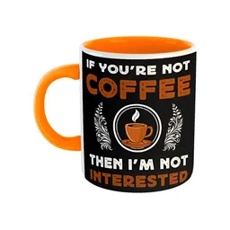 ARTBUG Black & Orange Printed Ceramic Glossy Dishwasher & Microwave Safe Mugs 350 ml-picture-8