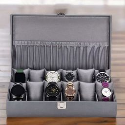 ZENWOOD Grey 12 Slots Watch Organiser Box-56