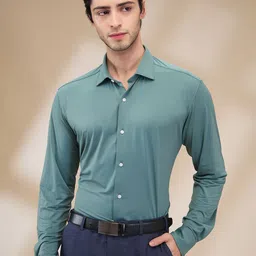 Park Avenue Men Spread Collar Solid Nylon Slim Fit Formal Shirt-image-91