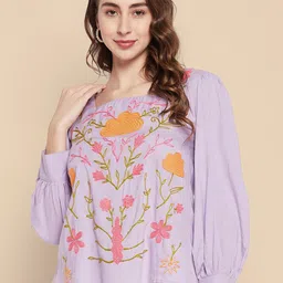 all about you Embroidered Puff Sleeve Top-image-55