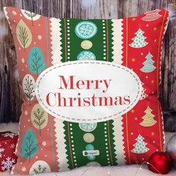 Indigifts Red & Green Printed Square Pre-Filled Cushions With Cover-image-56