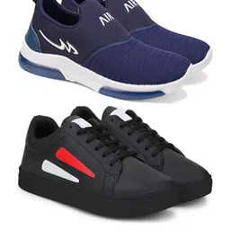 World Wear Footwear Men Pack of 2 Non-Marking Lace-Ups Running Shoes-picture-57