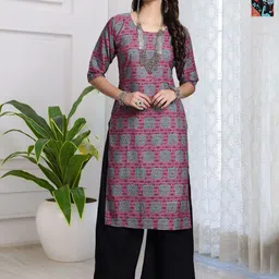 HERE&NOW Selection Of 2 Geometric Printed Round Neck Straight Kurtas-image-98