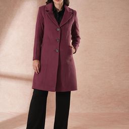Globus Women Notched Lapel Self Design Single-Breasted Pea Coat-19