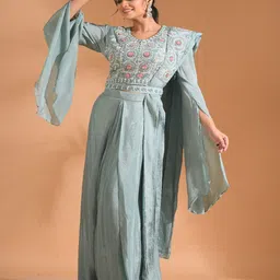 Morchari Embroidered Pure Chiffon Co-ords with Dupatta-image-54