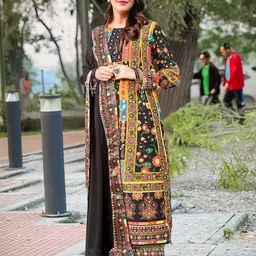 BAESD Ethnic Motifs Printed Regular Mirror Work Kurta With Palazzos & Dupatta image 2