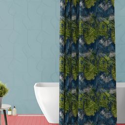 ArtzFolio Blue & Green Geometric Printed Waterproof Shower Curtain-image-7