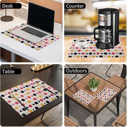 Kuber Industries 18-Pcs White & Red Polka Dot Printed Anti-Slip Dining Table Placemats image 3