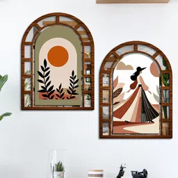 SEHAZ ARTWORKS Green & Black 2Pcs MDF Wall Art-image-64