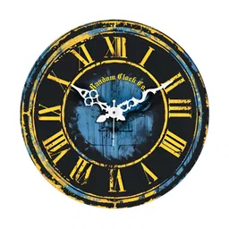 RANDOM Black & Blue Printed Contemporary Wall Clock-55