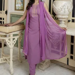 KALINI Women Embroidered Regular Kurta with Trousers & With Dupatta-33