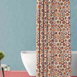 ArtzFolio White & Orange-Color Printed Waterproof Shower Curtain-9