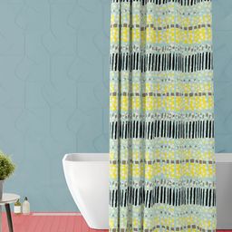 ArtzFolio Yellow & Black Printed Waterproof Shower Curtain-image-104
