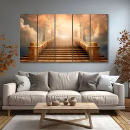 The Castle Decor Brown & White 5 Pieces Printed Wall Art-picture-44