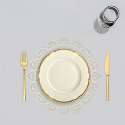 Kuber Industries Set Of 2 Cream-Coloured Cotton Round Plain Net Placemats image 3