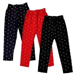 CUBIHEXA Girls Pack Of 3 Printed Skinny Fit Mid-Rise Ankle Length Leggings-picture-41