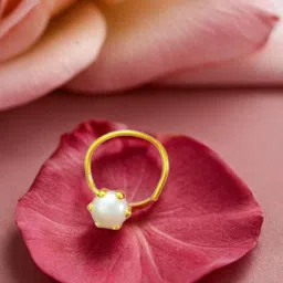 SHREEVARAM Rhodium-Plated Pearls Studded Ring Nosepin-39