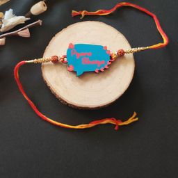 Bhai Please Pyara Bhaiya Rudraksha Beaded Wooden Thread Rakhi-image-79