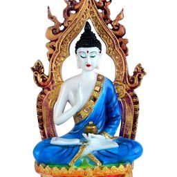 Aura White & Blue Marble Buddha Idol Showpiece-image-26
