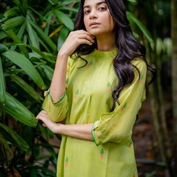 ANAIYAH Cotton Printed A-Line Cuffed Sleeves Dress-image-43