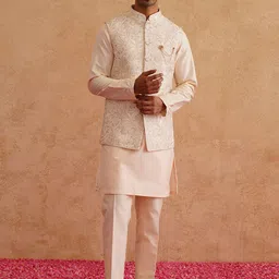 Denis Parkar Men Floral Embroidered Regular Thread Work Kurta with Trousers-43