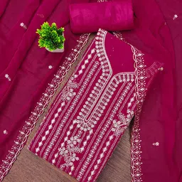 MANVAA Ethnic Motifs Embroidered Unstitched Dress Material-image-23