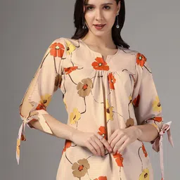Moda Rapido Floral Print Slit Sleeve Chiffon Top-image-94