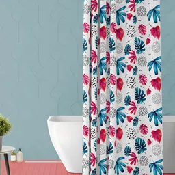 ArtzFolio White & Red Tropical Printed Waterproof Shower Curtain-image-75