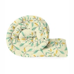 VAS COLLECTIONS Green & Yellow Floral Microfiber AC Room Double Bed Comforter-9