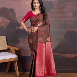 House of Pataudi Woven Design Zari Ethnic Motifs Banarasi Sarees-image-45