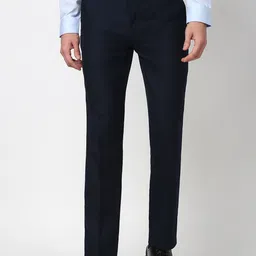Peter England Elite Men Textured Printed Slim Fit Trousers-image-53