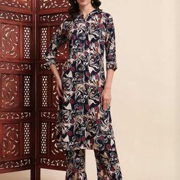 PPAPITA Women Floral Printed Regular Kurta with Trousers-image-19