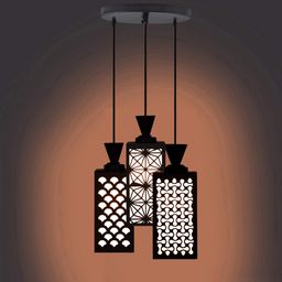 Gojeeva Black & White Textured Wooden Rectangle Shaped Ceiling Lamp-picture-26