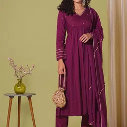 GoSriKi Women Regular Kurta with Trousers & With Dupatta-picture-19