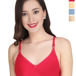 Liigne Pack Of 4 Solid Full Coverage Non Padded All Day Comfort Cotton Bra-image-98