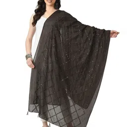 A R SILK DUPATTA HUB Geometric Embroidered Sequinned Chanderi Dupatta-picture-15