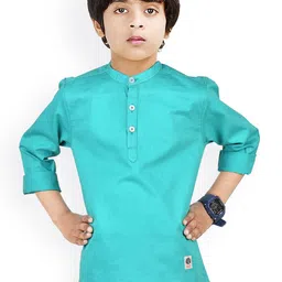 MADE IN THE SHADE Boys Mandarin Collar Pure Cotton Short Kurta-picture-13