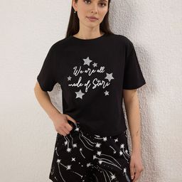 Trendyol Women Printed Pure Cotton Night suit-image-63