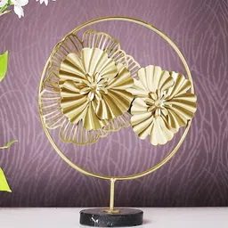 Myntra Elegant Homes Gold-Toned Flowers With A Ring Curio Showpiece-image-26