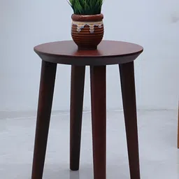 DZYN Furnitures Oasis Teak Brown Round Shaped Melamine Wooden Coffee Table-32