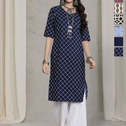 7Threads Women Ethnic Motifs Printed Thread Work Floral Crepe Kurta-image-99