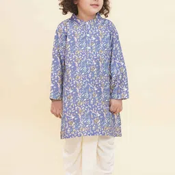 Sethukrishna Boys Floral Printed Mandarin Collar Kurta With Pyjamas-image-93