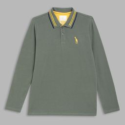 Blue Giraffe Boys Polo Collar Raw Edge T-shirt-30