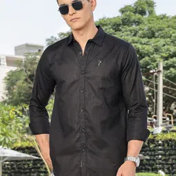 Thomas Scott Men Premium Slim Fit Solid Spread Collar Casual Shirt-image-63