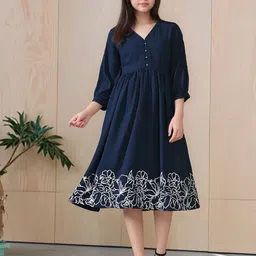 Myshka Girls Puff Sleeve A-Line Midi Dress-image-63