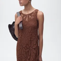 MANGO Open Back Mini Crochet Dress-picture-7