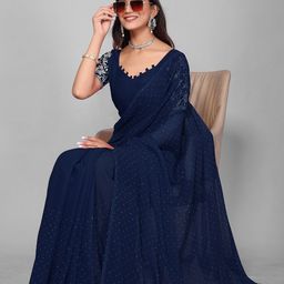 DHRUTI CREATION Polka Dot Pure Georgette Saree-picture-41