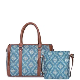 THE CLOWNFISH Printed Oversized Structured Handheld Bag with Tasselled image 3