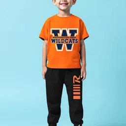 YK X Trampoline Kids Graphic Printed Round Neck T-shirt With Track Pant-16