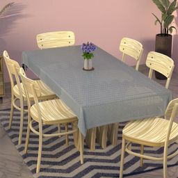 Aura Grey Geometric Printed Anti-Skid Cotton 6-Seater Table Cover-46